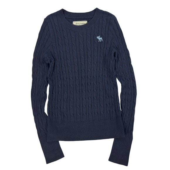 Abercrombie & Fitch Sweaters - Y2K Abercrombie & Fitch Cable Knit Sweater Womens Size S Crewneck Preppy Blue